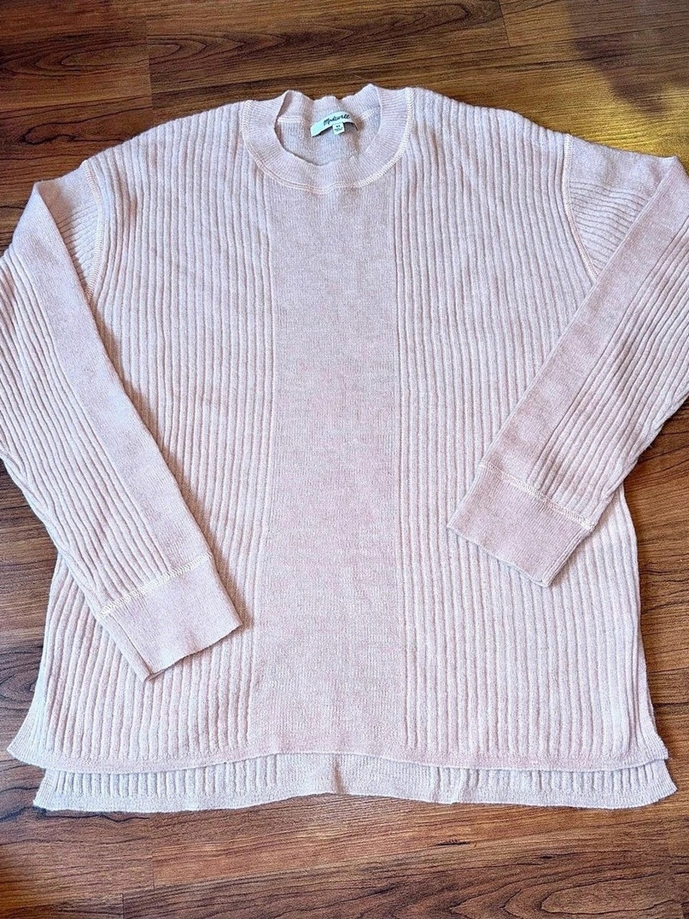 Madewell Ribbed Alpaca-Blend Crewneck Sweater Ribbed Crewneck Sweater in Pink